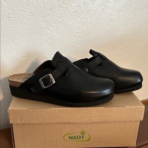 Naot Autumn Black Leather Slip-On Shoes